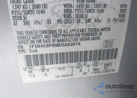 2011 Ford Explorer Limited из США, поврежденный, VIN 1FMHK8F89BGA82874